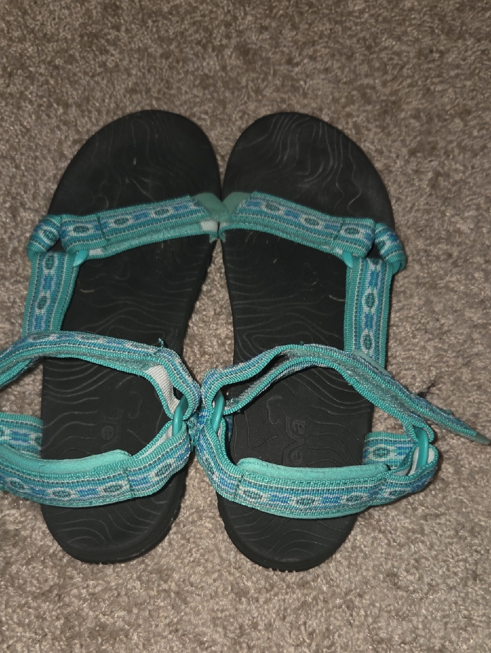 Teva Teal Patterned Webbing Sandals - Black Footbed